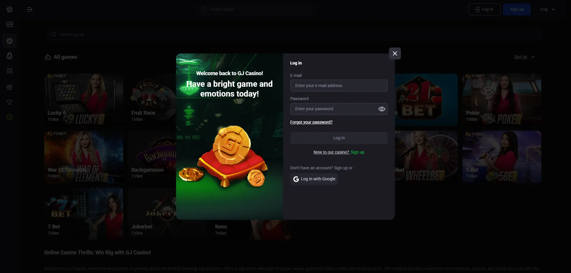 GJ Casino 120% tervitusboonus kuni €1000 — Eesti mängijatele